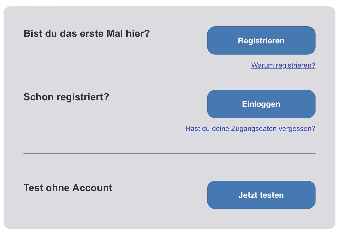 Screenshot: Loginoptionen von Machine Learning for Kids