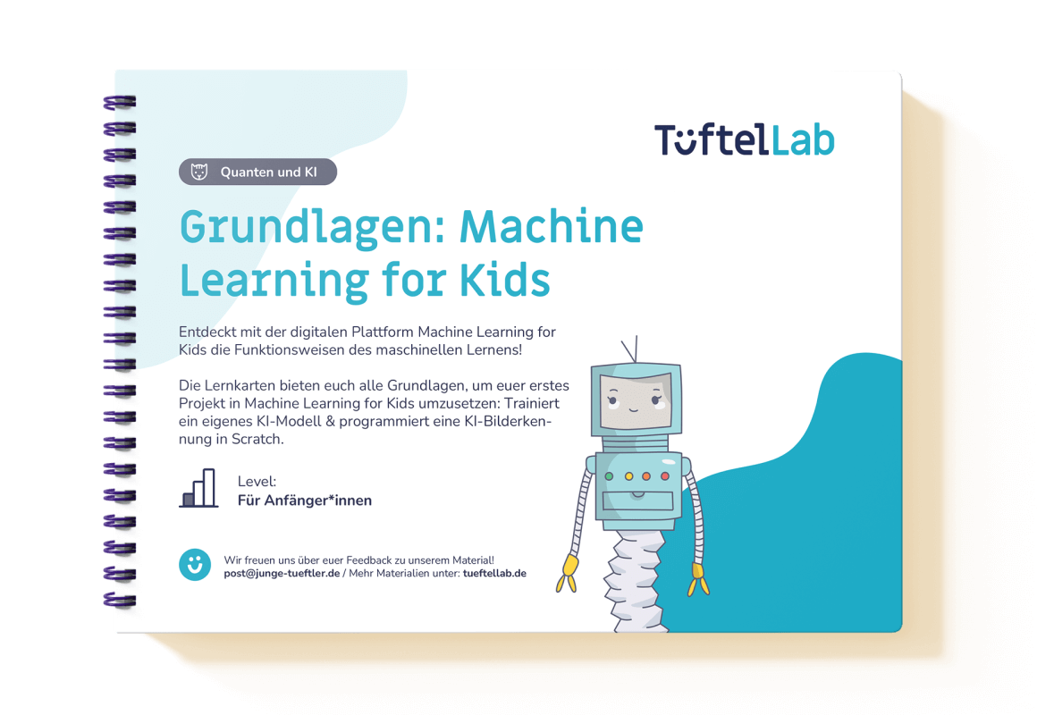 Titelseite des Lernkarten-Ringbuchs: Machine Learning for Kids