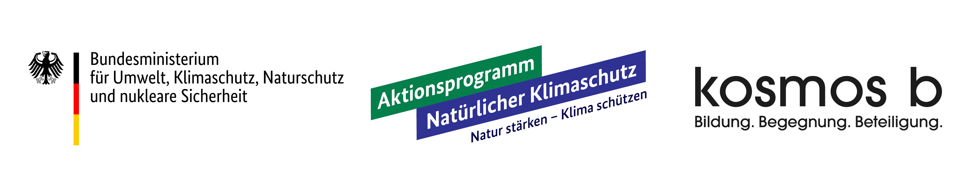 Logos: BMUKN, Aktionsprogramm Natürlicher Klimaschutz, kosmos b