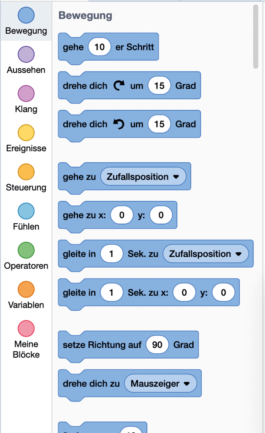 Darstellung der Anzeige für Kontraständerungen auf Scratch