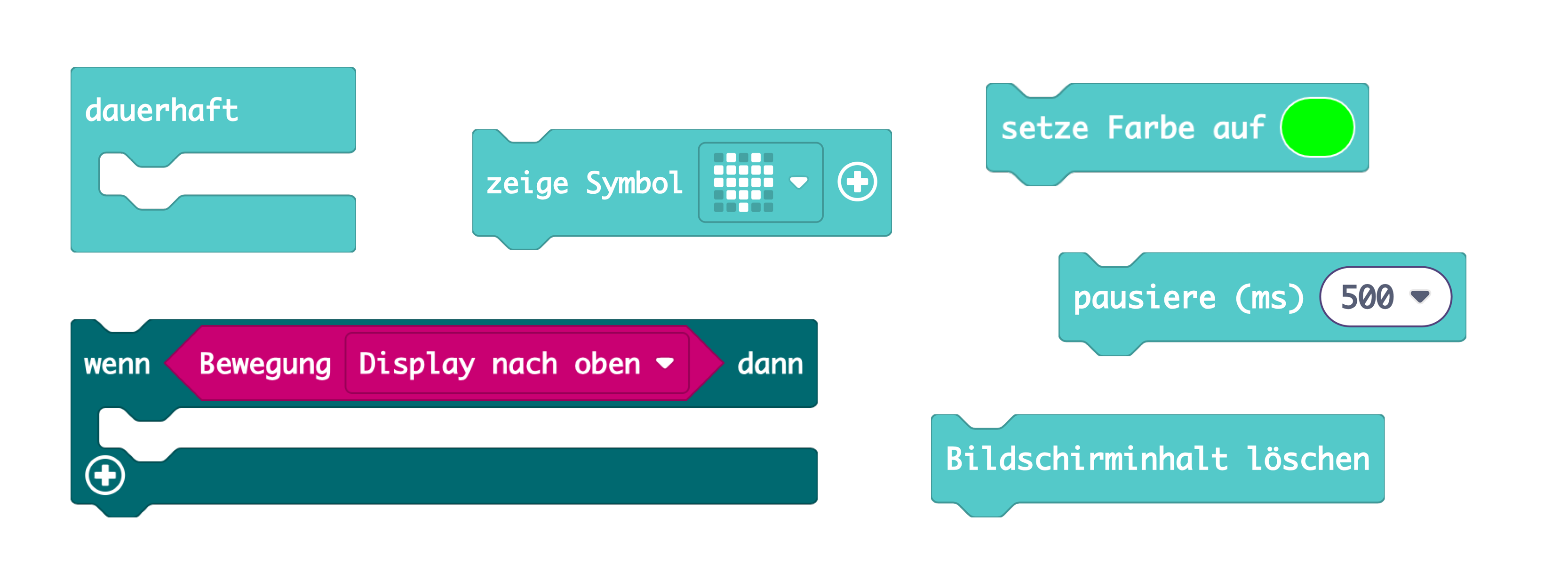 Diese Befehlsblöcke benötigt ihr für die Programmierung mit Lagesensor